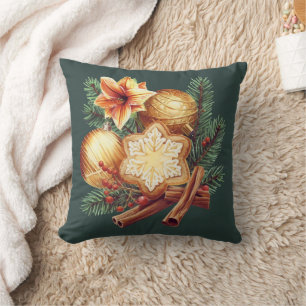 Coussin Étoile de Noël dorée à la cannelle