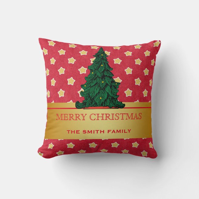 Coussin Étoile de parties scintillantes d'or d'arbre de (Recto)