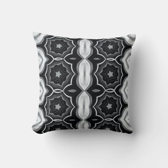 Coussin Étoile géométrique de l'oreiller à lancer noir et  (Recto)