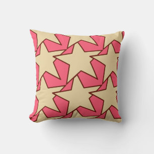 Coussin Étoile géométrique moderne - corail et beige
