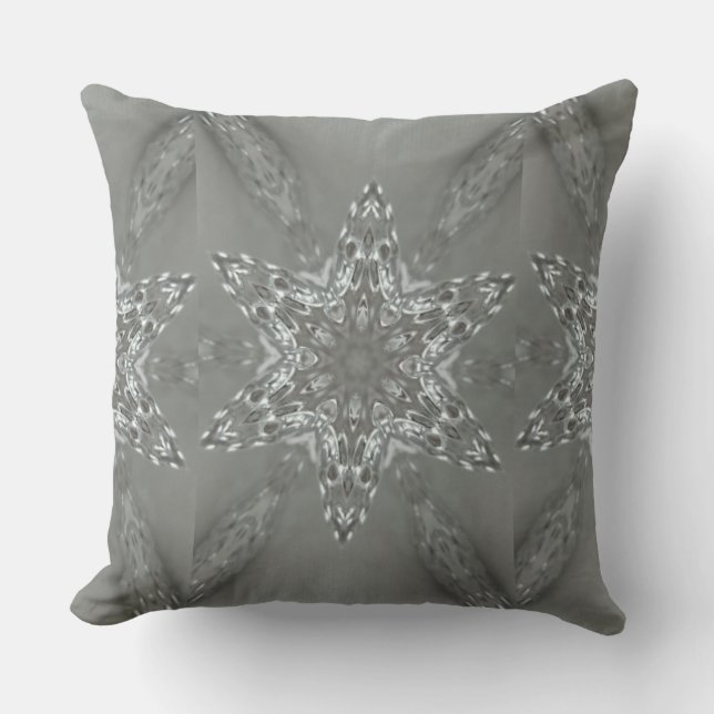 Coussin Étoile kaléidoscopique décorative gris argent anti (Recto)