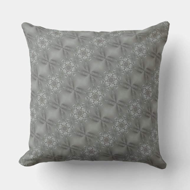 Coussin Étoile kaléidoscopique décorative gris argent anti (Recto)