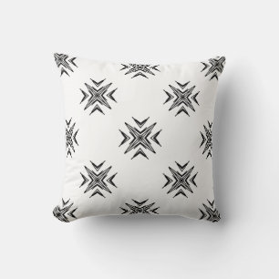 Coussin étoile noir blanc motif géométrique