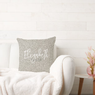 Coussin Étoile Pailleur Argent Hollywood NOM Élégant Chic