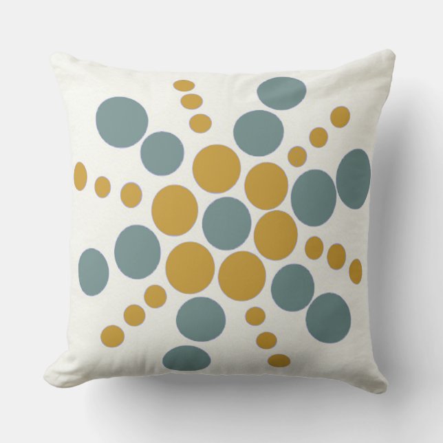 Coussin étoile rayée gris bleu jaune ocre pointillée (Recto)