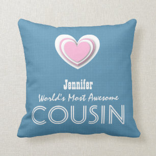 Coussin Étoile rose bleue en pastel et nom A04V de COUSIN