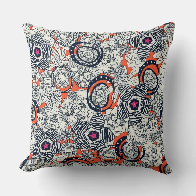 Coussin étoile rose orange (Recto)