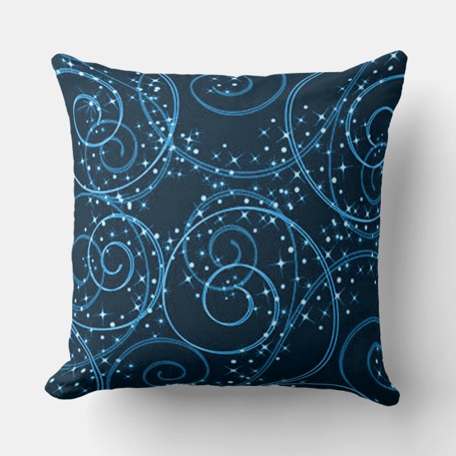 Coussin Étoiles Abstraites Bleues À Jumelage Latéral (Recto)