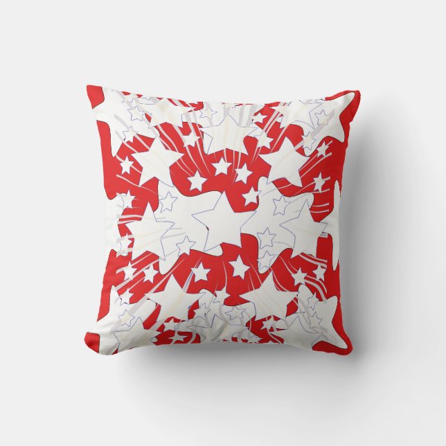 Coussin Étoiles blanches à profusion rouge  (Recto)
