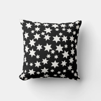 Coussin Étoiles blanches aléatoires sur fond noir