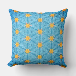 Coussin Étoiles bleu turquoise et or