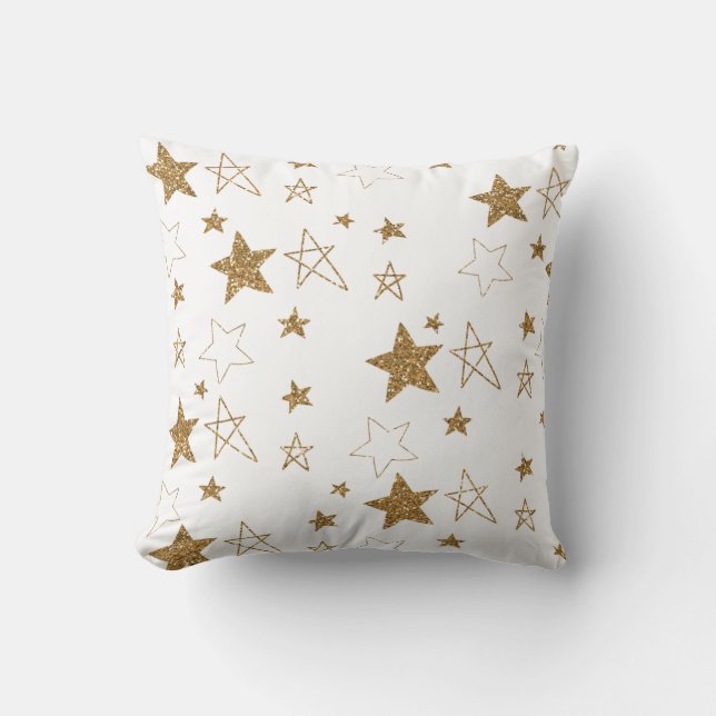 Coussin Etoiles brillantes de Parties scintillant d'or (Recto)