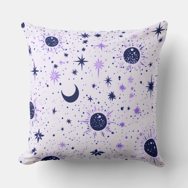 Coussin Étoiles célestes noires et violettes (Recto)