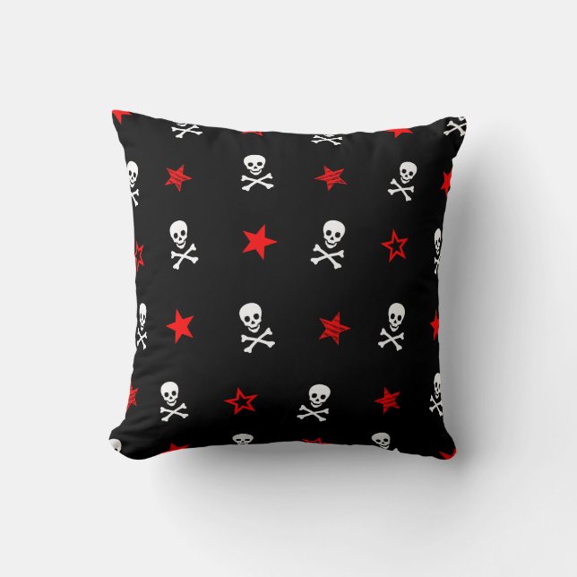 Coussin Étoiles, crânes et os croisés (Recto)
