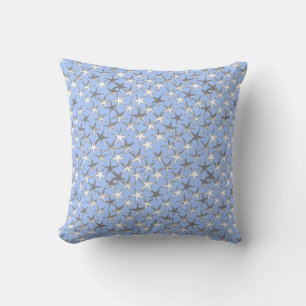 Coussin étoiles d'argent, sur bleu pâle