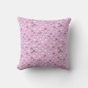 Coussin étoiles d'argent, sur orchidée rose
