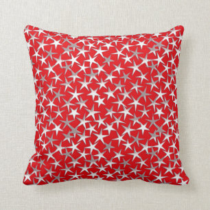 Coussin Étoiles d'argent sur rouge foncé