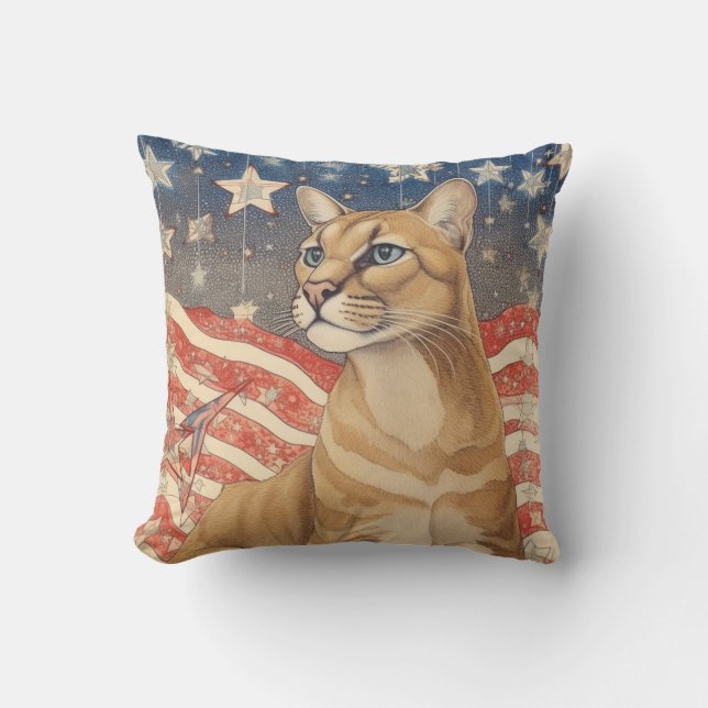 Coussin Étoiles de cougar et rayures (Recto)