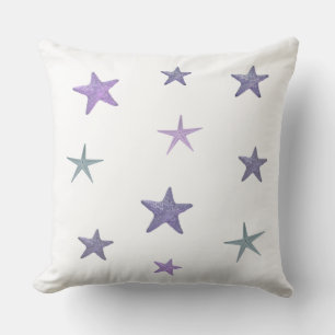 Coussin Étoiles de mer bleues sur fond blanc