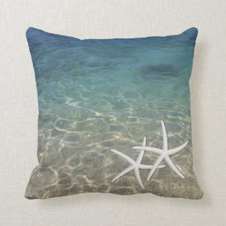 Coussin Étoiles de mer bleues tropicales d'océan de plage