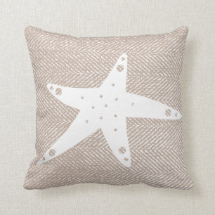 Coussin Étoiles de mer en arête de poisson et blanches d