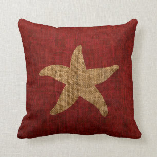 Coussin Étoiles de mer nautiques dans le regard rustique