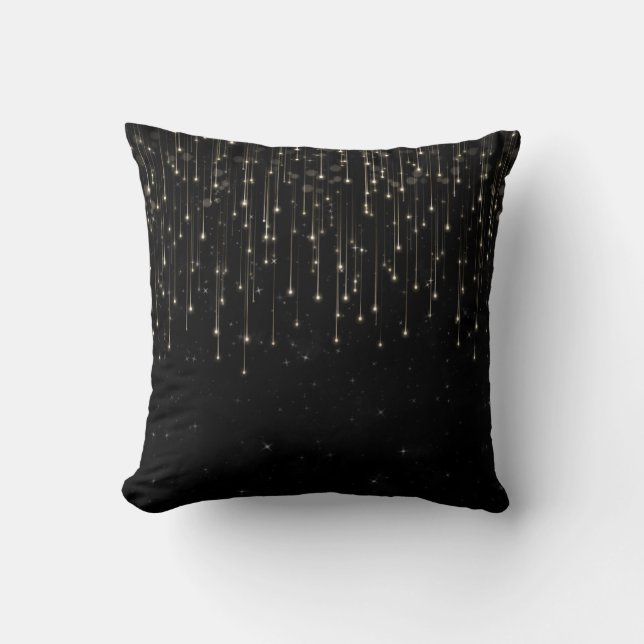 Coussin Étoiles de tir étincelantes Black Chic Engagement  (Recto)