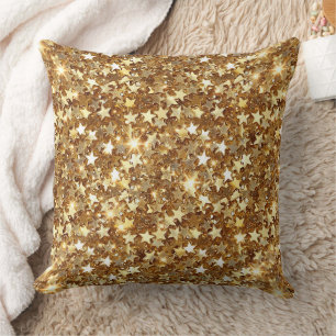 Coussin Étoiles d'étincelles en or Glam