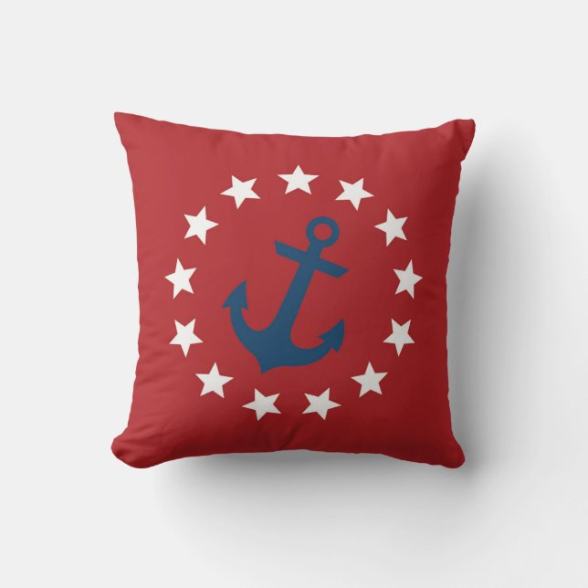 Coussin Étoiles et Ancre coloniales américaines de drapeau (Recto)