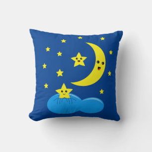 Coussin Étoiles et lune jaunes mignons dans le ciel !