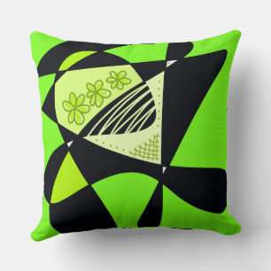 Coussin Étoiles Et Rayures Abstraites : Noir Vert