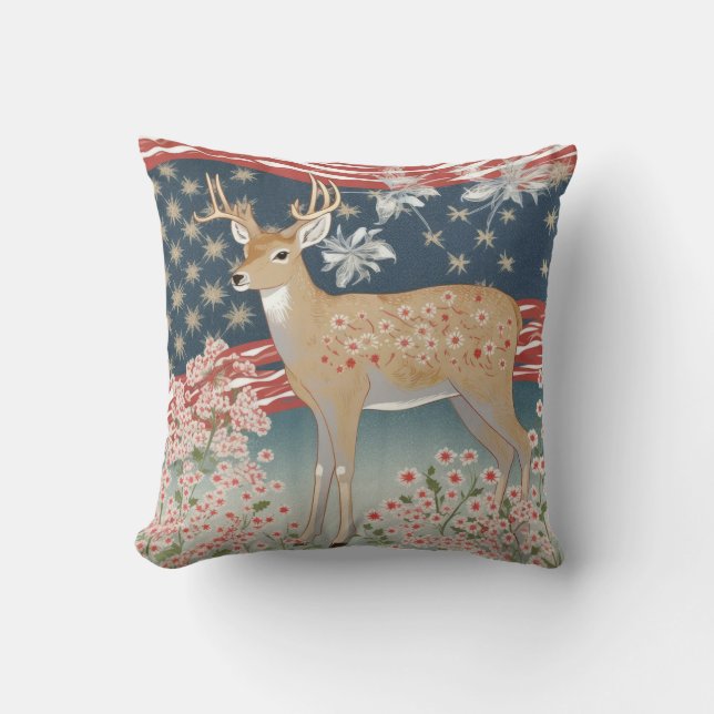 Coussin Étoiles et rayures Cerfs (Recto)