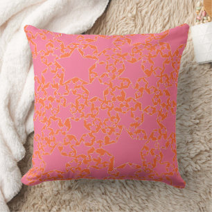 Coussin Étoiles, Étoiles, Étoiles en rose et orange