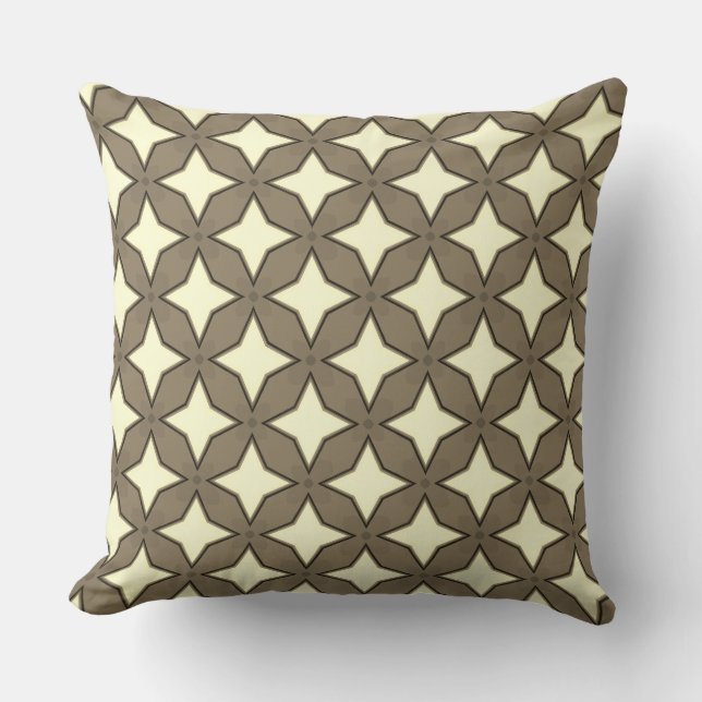 Coussin Étoiles Jaune Clair à Quatre Pointes (Recto)