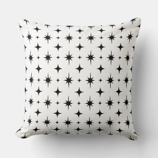 Coussin Étoiles noires et blanches Motif géométrique abstr