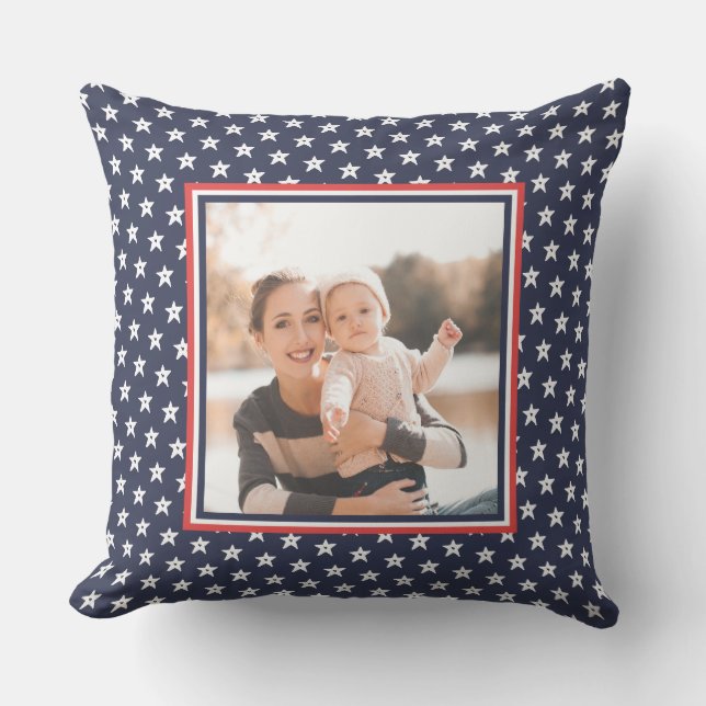 Coussin Étoiles patriotiques rouges, blanches et bleues av (Recto)