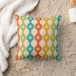 Coussin Étoiles rétro du milieu du siècle sur un motif oge