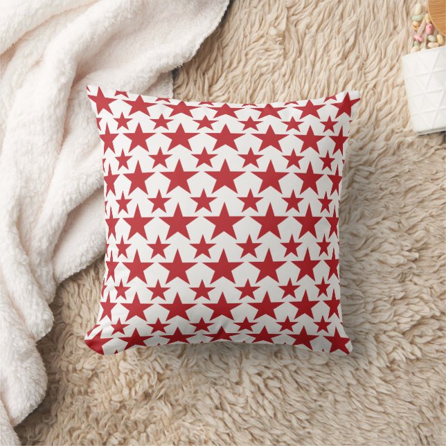Coussin Étoiles Rouges Sur Motif Blanc (Couverture)