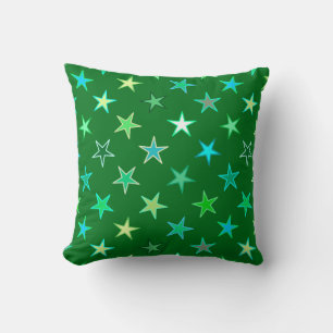 Coussin Étoiles scintillantes modernes, émeraude et vert c