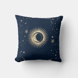 Coussin Étoiles Soleil Or Céleste Et Lune