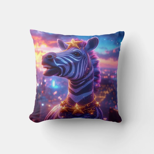 Coussin Étoiles sur bandes avec ZEBRA ZANZIBAR (Recto)