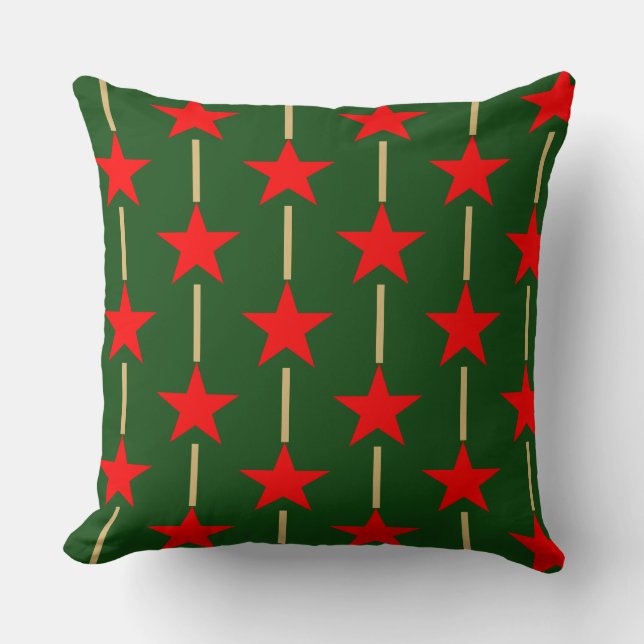 Coussin Étoiles Vertes Et Rouges (Recto)