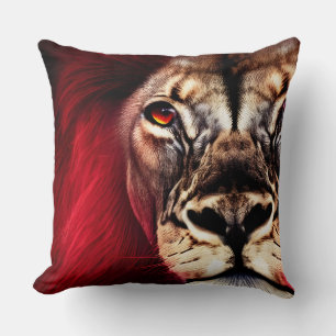Coussin Étonnant Lion mâle sauvage de fleur