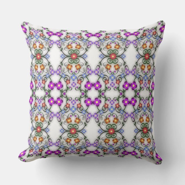 Coussin Étonnant look de dentelle de fleurs rose (Recto)