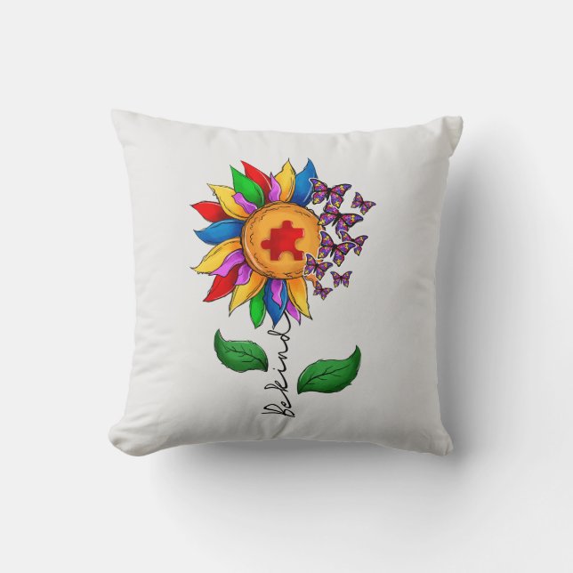 Coussin Être un tournesol-Sensibilisation sur l'autisme (Recto)