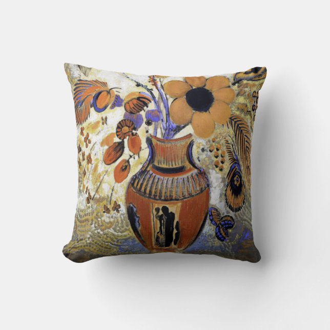 Coussin Etruscan Vase with Flowers, Redon (Recto)