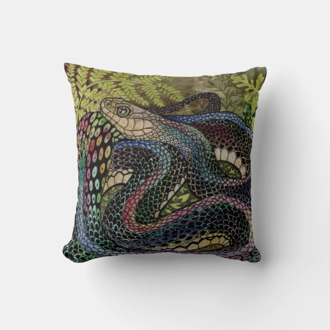 Coussin Étude du serpent jardinier au-delà de la peau (Recto)