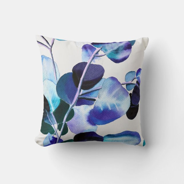 Coussin Eucalyptus gomme Feuille aquarelle art (Recto)