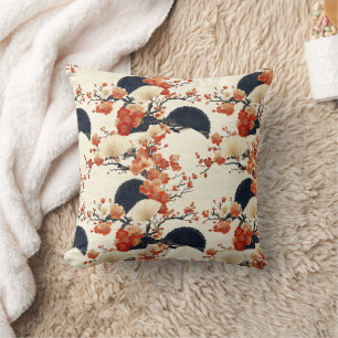 Coussin Éventail à motif de fleurs de cerisier japonais (6