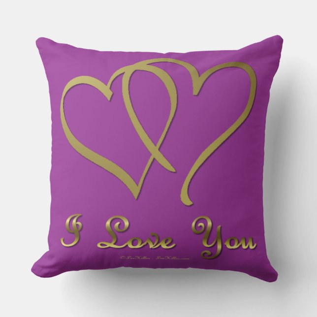 Coussin Eventré Gold Hearts i Love You (Recto)